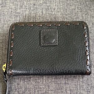 Dooney & Bourke Black Leather Zip Wallet Florentine NWT